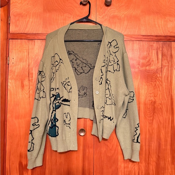 Cider Green Dinosaur Patterned Women's Cardigan - Picture 2 of 5